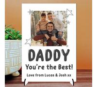 Personalised "Daddy You're the Best" Photo Plaque - Custom A5 MDF & Acrylic Sign - Gift For Father's Day, Christmas from Children (Mdf Wood Indoor Use Only, A5 21cm x 15cm)