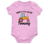 Personalised Daddys Little Helper Tractor Babygrow Baby Boys Girls Custom Farmer Vest Babies, 12-18 Months, Light Pink