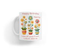 Personalised Daisies Design Ceramic Tea & Coffee Mug Gift for Birthday|Mother's Day|Mum|Mummy|Nan|Grandma|Nanny|Daughter|Friend|