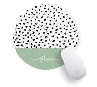 Personalised Dalmatian Print Mouse Pad Custom Name Green Mouse Mat PC Computer Desk Accessories Office Gift Gaming Mousemat Mousepad Rectangle Round -ROUND