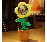 Personalised Dancing & Singing Flower, Custom Photo Face Interactive Floral Accent, Personalized Singing Dancing Sunflower with Your Face, Personalised Gift for Birthdays & Festivals (Yellow B)
