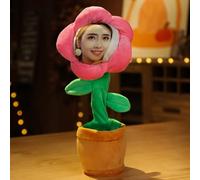 Personalised Dancing & Singing Flower, Custom Photo Face Interactive Floral Accent, Personalized Singing Dancing Sunflower with Your Face, Personalised Gift for Birthdays & Festivals (Pink B)