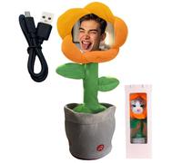Personalised Dancing Talking Flower with Custom Face, Custom Dancing Cactus Sunflower Toy with Voice Recording, Singing interactive toys Gift for Birthday Festival Boys Girls Kids & Adults (Saffron)