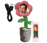 Personalised Dancing Talking Flower with Custom Face, Custom Dancing Cactus Sunflower Toy with Voice Recording, Singing interactive toys Gift for Birthday Festival Boys Girls Kids & Adults (Pink)