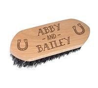 Personalised Dandy Horse Brush Wooden Handle Names Horseshoes Custom