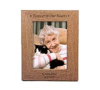 Personalised Dark Brown Photo Frame Engraved Photo Album for Christmas Photo Frames Gift for Her Him Girls Women Wife Family Forever in Our Hearts Memorial Gift(Portrait)