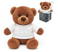 Personalised Dark Brown Teddy Bear with A Big Heart Shapes Little Minds Design T-Shirt, Personalise with Any Name and Message, Gift Box Included, Full Colour Print, Teacher End of Term School Gift
