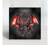 Personalised - Dark Gothic Red Dragons Wedding, Engagement, Anniversary Card