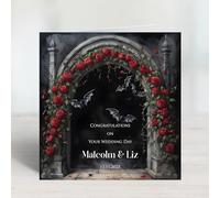 Personalised - Dark Gothic Red Rose Arch Wedding, Engagement, Anniversary Card