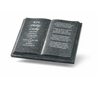 Personalised Dark Grey Granite Open Book Memorial Plaque, Bible Shaped Headstone, Rectangular, Customised Engraving Included