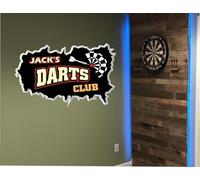 Personalised Darts Club 3D Broken Wall Art Sticker Ideal for Games Room dt3