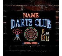 PERSONALISED Darts Club Metal Plaque Home Bar Pub Shed Neon Effect Signs Decor