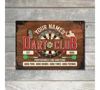 PERSONALISED Darts Club Sign Good Times Friends Professional Decor Metal Plaque