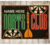 PERSONALISED Darts Club Sign Man Cave Pub Signage Custom Metal Plaque Sign Gift