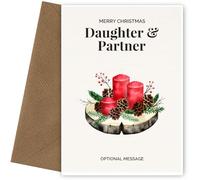 Personalised Daughter & Partner Christmas Card with Festive Candles - Fun and Unique Christmas Card for Daughter & Partner, Festive Candles