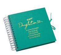 Personalised Daughter Scrapbook Photo Album, Multiple Colour, Spiral Bound Kraft with Metallic Foil (Emerald Green)
