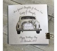 Personalised Daughter & Son-in-Law Wedding Day Vintage Car (22x22 cm)