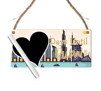 Personalised 'Days Until Dubai' Countdown Plaque - Unique Holiday Preparation Sign with Heart Chalkboard - Travel Countdown Board (Multi Coloured, with Pen, Large: 29 cm (H) × 13.5 cm (W))