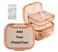Personalised Denture Case with Photo&Name,Denture Cup for Soaking Dentures, Thorough Cleaning of Dentures, Retainer, Clear Braces Retainer Cleaning Case with Strainer and Lid (Camel)