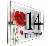 Personalised Designer House Number Plaques | 2 part Acrylic Plaque (Poppy)