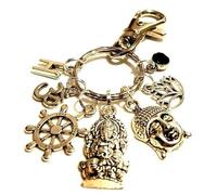 Personalised Dharma Wheel, Shiva, Ganesh, Lotus, Aum Keychain with Initial & Birthstone, Hindu, Diwali, Meditation, Yoga, Elephant God