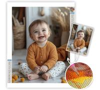 Personalised Diamond Art Kits Adults, Diamond Painting Kit 50x50cm 5D Full Drill Mosaic Sequin Arts, Canvas Personalised Photo, Create Unique Hoom Decor Gifts with Kids Loved Ones or Pet Portrait m-6