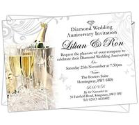 Personalised Diamond Wedding 60th Anniversary Invitations (Design Code:DWA 001) (Pack of 90)