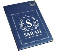 Personalised Diary 2025 Organiser Day a Page Weekly Planner A4 Appointment Book Schedule Year Men Women Business Blue Red Black Vintage Initials Monogram