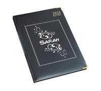 Personalised Diary 2026 Organiser Day a Page Weekly Planner A5 Appointment Book Schedule Year Men Women Business Blue Red Black Modern Initials