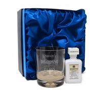 Personalised Dimple Glass Tumbler & Miniature - Disaronno Design (Disaronno Velvet Liqueur, Silk Lined Gift Box)