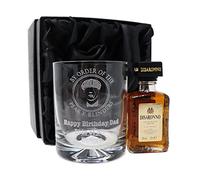 Personalised Dimple Glass Tumbler & Miniature - Peaky Blinders Design (Silk Lined Gift Box, Disaronno Amaretto Originale)