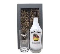 Personalised Dimple Highball Glass & Malibu Coconut Rum 70cl - Label Design (Presentation Gift Box)