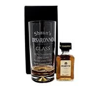 Personalised Dimple Highball Glass & Miniature - Disaronno% Design (Cardboard Gift Box)