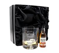 Personalised Dimple Tumbler & Miniature - Southern Comfort Design (Silk Lined Gift Box)