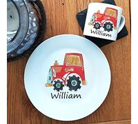 Personalised Dinner Set. Baby Gift, Personalised Keepsake, Toddler Dinner Set, Tractor Ceramic Plate & Cup