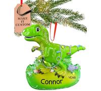 Personalised Dino Ornament 2025 - Fast & Free 24h Customisation - Dinosaur Christmas Ornaments for Tree - Custom Gift Wrapped Animal Keepsake for Kids, Children (T-Rex Dino)