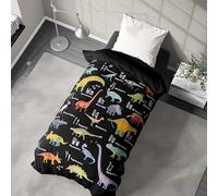 Personalised Dinosaur Alphabet Single Duvet Cover and Pillowcase Set - Custom Name Kids Bedding with A-Z Dinosaur Design - Boys Toddler Bedroom Gift
