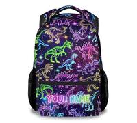 Personalised Dinosaur Backpack - 17 Inch Boys School Rucksack - Cute Prehistoric Bookbag for Ages 4-8, Lightweight Kindergarten Bag