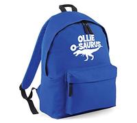 Personalised Dinosaur Backpack, Custom Back to School and Nursery Bag for Boys, Ideal Gifts for Boys Who Love T Rex Dinosaurs, Essential PE Kit Bag, One Size, Royal
