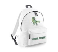 Personalised Dinosaur Backpack T Rex Custom Name Kids Back to School Bag Rucksack for Boys Girls Nursery Primary School Black (White/Graphite Grey)