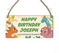 Personalised Dinosaur Birthday Plaque - Custom Name Dinosaur Wall Hanging for Kids, Nursery Decor, Dinosaur Sign with Cute Dino Design (Mdf Wood Indoor Use Only)