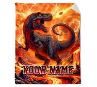 Personalised Dinosaur Blanket for Boys - Custom Name Kids Fleece Throw - Soft Cosy Blanket for Bedroom, Travel & Sofa - Fun Gift for Dino Lovers (4 Sizes)