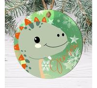 Personalised Dinosaur Christmas Bauble - Custom Name Ornament for Kids with Cute Dino Design - Fun Dinosaur-Themed Christmas Tree Decoration for Boys & Girls (Mdf Wood Indoor Use Only)