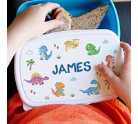 Personalised Dinosaur Name Only Blue Lidded Lunch Box - Kids, School, Nursery, Back to School, Packed Lunch