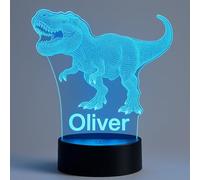 Personalised Dinosaur Night Light with Name - 3D T-Rex LED Lamp for Kids, Multi-Colour Touch Light, USB Nursery Nightlight & Birthday Gift