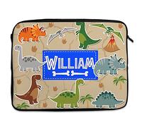 Personalised Dinosaur Tablet Sleeve Laptop Case Boys iPad Zip Pouch Protective Carry Travel Bag Cute Dino Birthday Gift KS114 (Medium 10” - 13.5”)