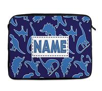 Personalised Dinosaur Tablet Sleeve Laptop Case Boys iPad Zip Pouch Protective Carry Travel Bag Dino KK27 (10” - 13.5”)