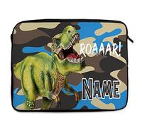 Personalised Dinosaur Tablet Sleeve Laptop Case Boys iPad Zip Pouch Protective Carry Travel Bag Dino KSP231 (7" - 10")