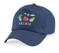 Personalised Dinosaurs Baseball Cap Dino Design for Kids Boys Nursery Toddler Infants Back to School Hat, One Size, Navy