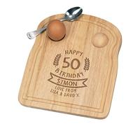 Personalised Dippy Egg Cup Board Date Happy Birthday Age Banner Wheat Any Name Breakfast Wooden Custom Easter